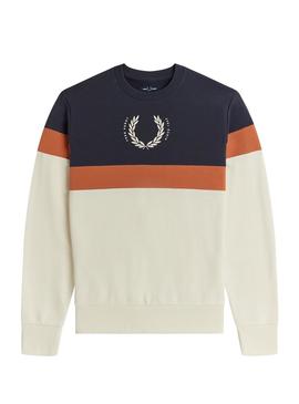 Sudadera Fred Perry Print Block Beige para Hombre