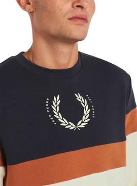 Sudadera Fred Perry Print Block Beige para Hombre