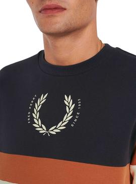 Sudadera Fred Perry Print Block Beige para Hombre