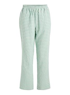 Pantalón Vila Gingsie Cuadros Verde para Mujer