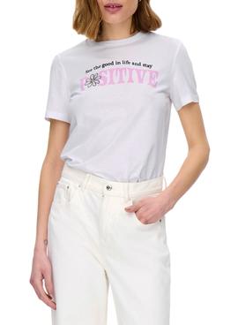 Camiseta Only Kita Positive Blanca para Mujer