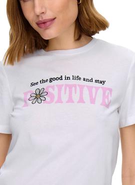 Camiseta Only Kita Positive Blanca para Mujer