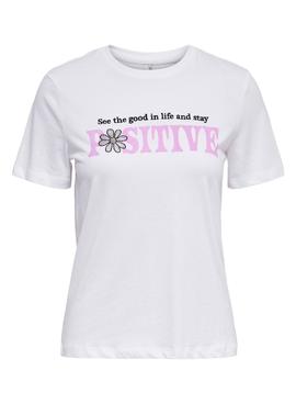 Camiseta Only Kita Positive Blanca para Mujer