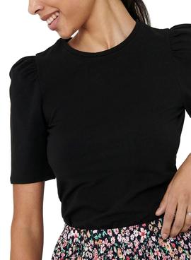 Camiseta Only Live Mangas Abullonadas Negro Mujer
