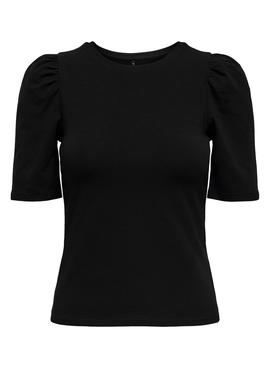 Camiseta Only Live Mangas Abullonadas Negro Mujer