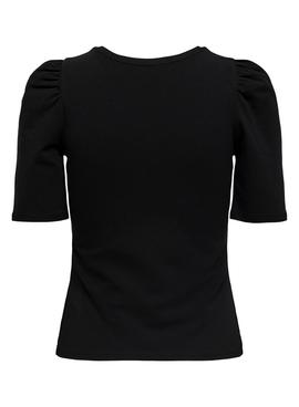Camiseta Only Live Mangas Abullonadas Negro Mujer