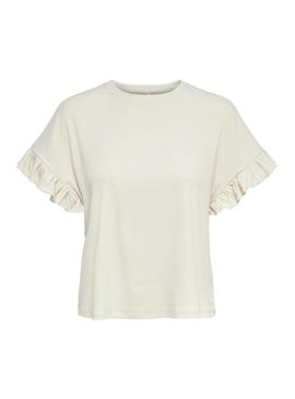 Camiseta Only Marla Glitter Beige para Mujer