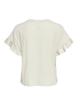 Camiseta Only Marla Glitter Beige para Mujer