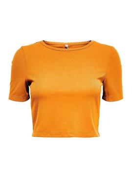 Camiseta Only Emra Cropped Naranja para Mujer