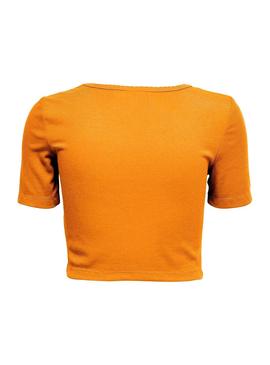 Camiseta Only Emra Cropped Naranja para Mujer