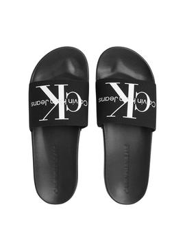 Chanclas Calvin Klein Slide Monogram Negras Hombre