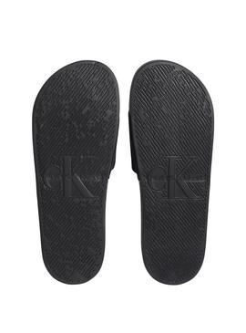 Chanclas Calvin Klein Slide Monogram Negras Hombre