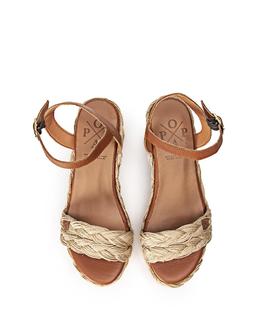 Cuña Popa Arnia Amur Cuero Marrón Mujer