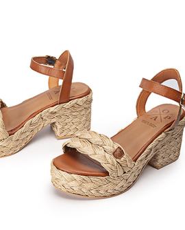 Cuña Popa Arnia Amur Cuero Marrón Mujer