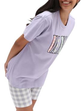 Camiseta Vans Mixed Up Gingham Malva Para Mujer