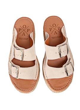 Sandalias Popa Menorquina Plataforma Beige Mujer