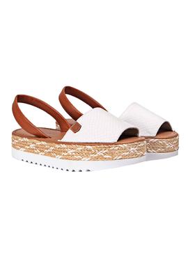 Sandalias Popa Plataforma Menorquina Blanca Mujer