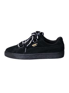 viuda Playa Soldado Zapatillas Puma Suede Heart Satin II Negro