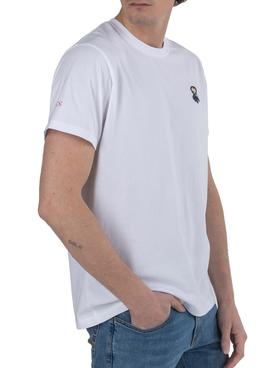 Camiseta El Pulpo Preppy Flower Blanca Para Hombre