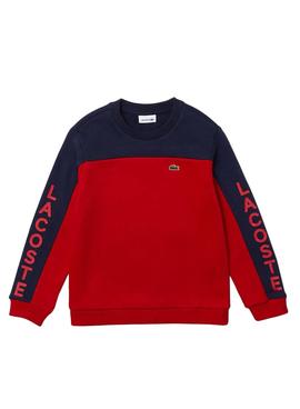 Sudadera Lacoste Colorblock Roja y Marino Niño 