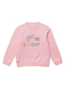 Sudadera Lacoste Logo Colores Rosa para Niña