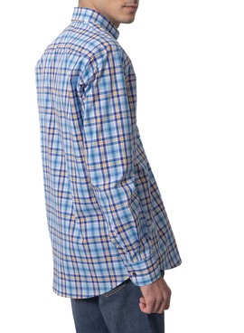 Camisa Klout Madras Azul Para Hombre