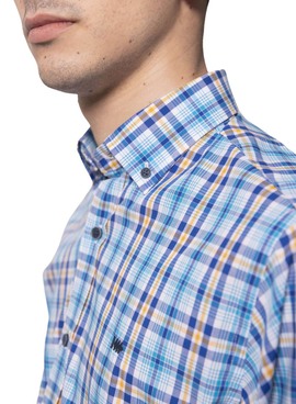 Camisa Klout Madras Azul Para Hombre