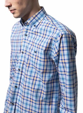 Camisa Klout Madras Azul Para Hombre