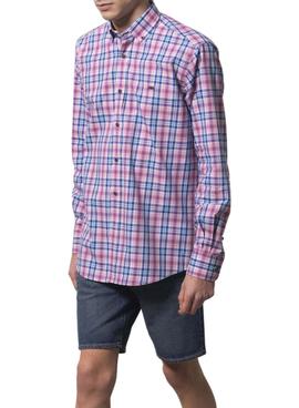 Camisa Klout Madras Rosa Para Hombre