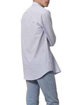 Camisa Klout Polera Milrayas Azul y Blanca Hombre