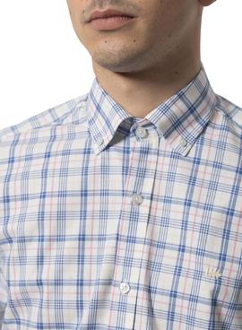 Camisa Klout Madras Blanco Para Hombre