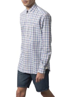 Camisa Klout Madras Blanco Para Hombre