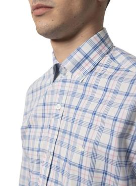 Camisa Klout Madras Blanco Para Hombre