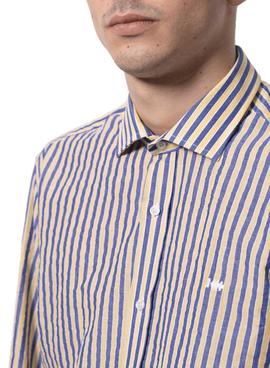 Camisa Klout Marbella Rayas Azul y Amarillo Hombre