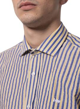 Camisa Klout Marbella Rayas Azul y Amarillo Hombre