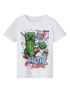 Camiseta Name It x Minecraft Blanca para Niño