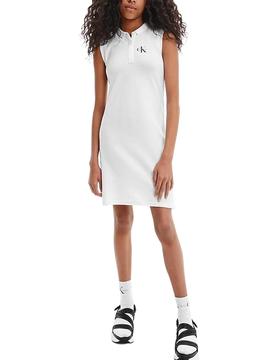Vestido Polo Calvin Klein Monogram Blanco Niña