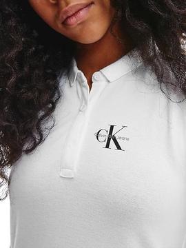 Vestido Polo Calvin Klein Monogram Blanco Niña