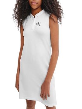 Vestido Polo Calvin Klein Monogram Blanco Niña