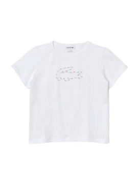 Camiseta Lacoste Logo Colorido Blanco Niña