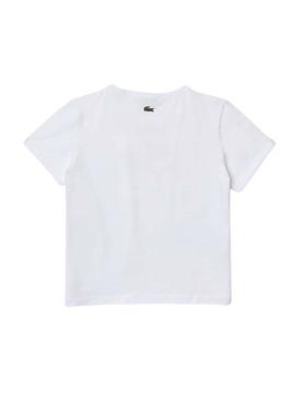 Camiseta Lacoste Logo Colorido Blanco Niña