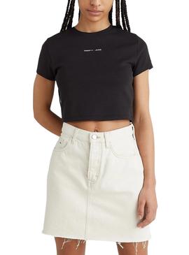 Camiseta Tommy Jeans Baby Crop Negra para Mujer