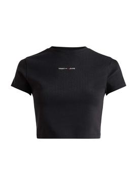 Camiseta Tommy Jeans Baby Crop Negra para Mujer