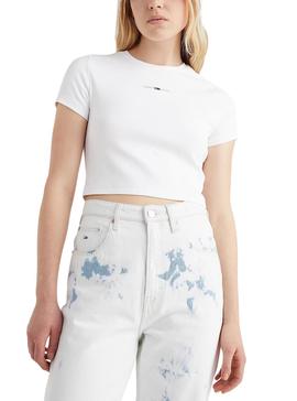 Camiseta Tommy Jeans Baby Crop Blanca para Mujer