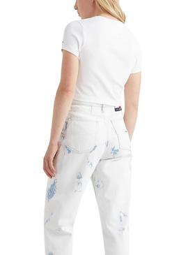 Camiseta Tommy Jeans Baby Crop Blanca para Mujer