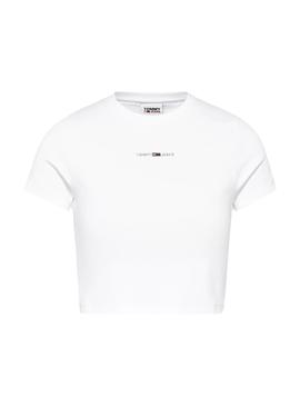 Camiseta Tommy Jeans Baby Crop Blanca para Mujer