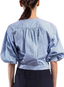Camisa Naf Naf Rayas Azul para Mujer