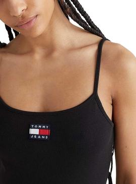 Vestido Tommy Jeans Strappy Badge Negro para Mujer