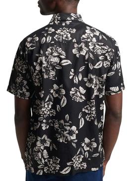 Camisa Superdry Hawaiian Negra Floral para Hombre