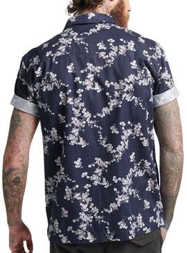 Camisa Superdry Hawaiian Marino Floral para Hombre
